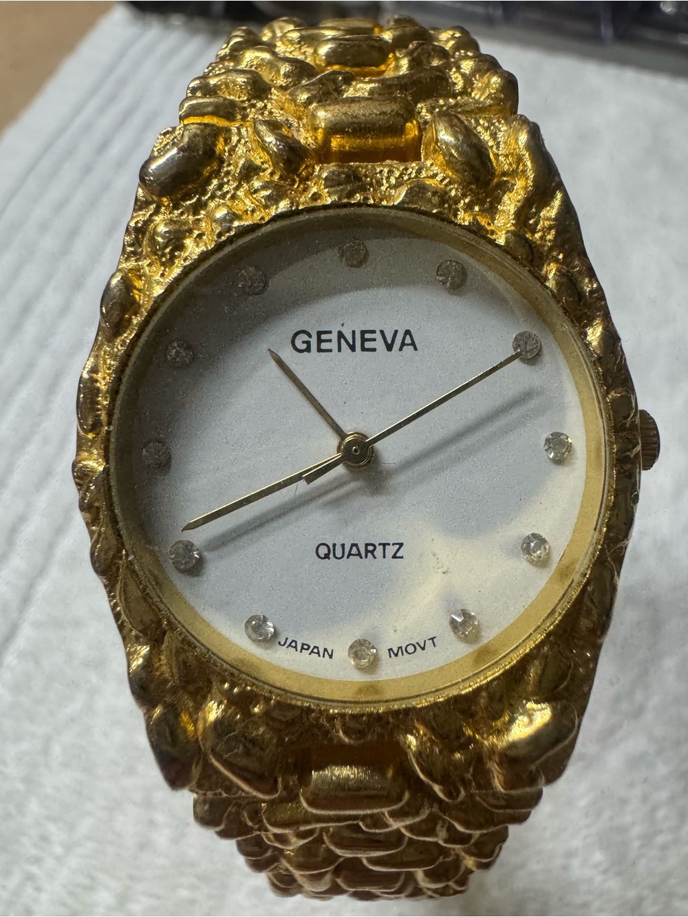 Geneva Gold Tone Men's Quartz Watch with White Dial